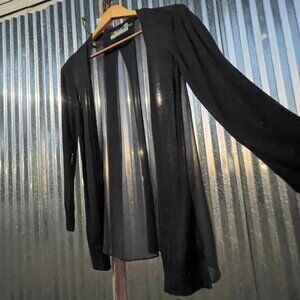 Women's Size Small NIC+ZOE Lightweight Black Flowy Cardigan with Sheer Back